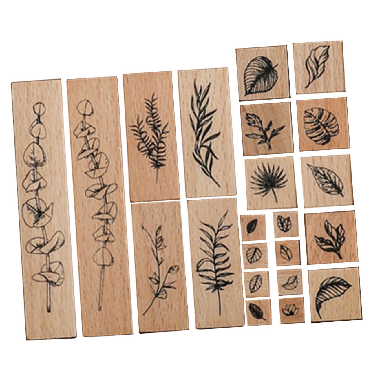 DOITOOL 4 Sätze Pflanzensiegelsatz Mini-stempel Pads Stempeln Scrapbooking-stempel Kleine Briefmarken Benutzerdefinierte Briefmarken Zeitschriftenstempel Für Journaling-zubehör Hölzern