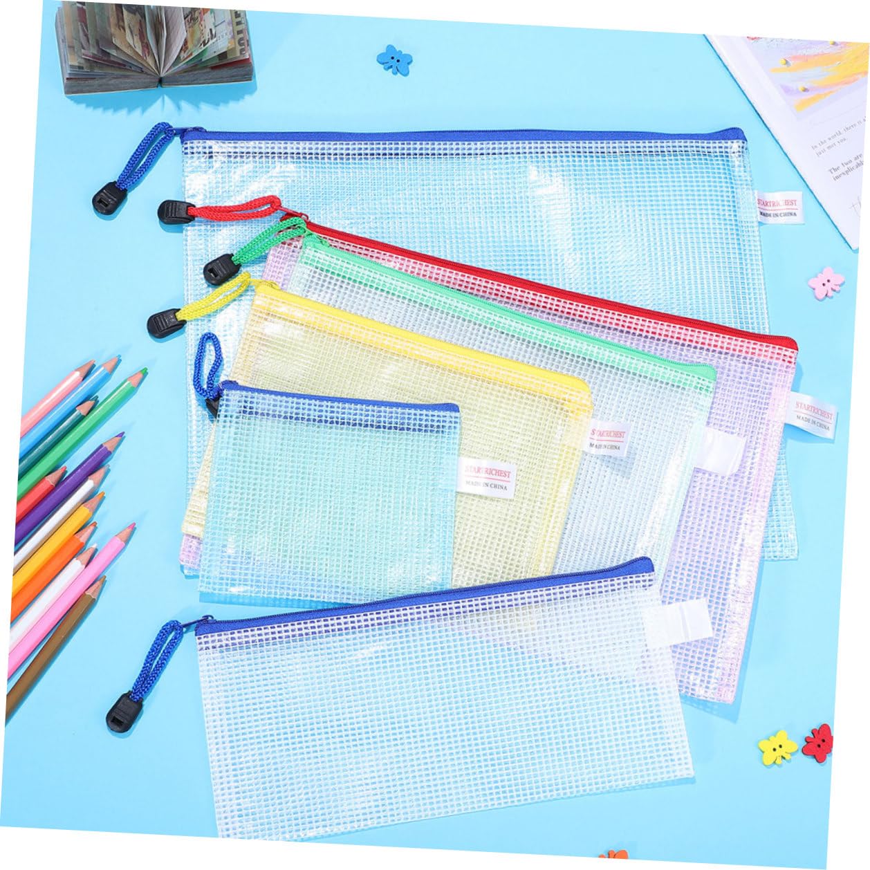 16 pezzi Bustine Portadocumenti con Zip in PVC Trasparente Organizer Ufficio Multiuso per File Cosmetici e Accessori Vari Formati Custodia Resistenti e Visibili