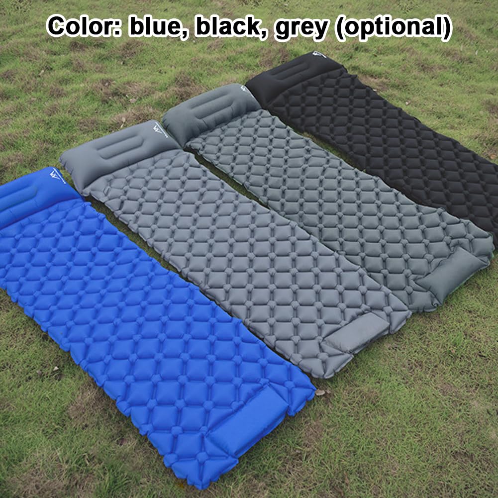 Tyenaza Camping Sleeping Pad, Ultralight Camping Mat with Pillow, Built in Foot Pump Inflatable Sleeping Pads, Compact Sleep Pad for Camping Backpacking Hiking Traveling (Blue)