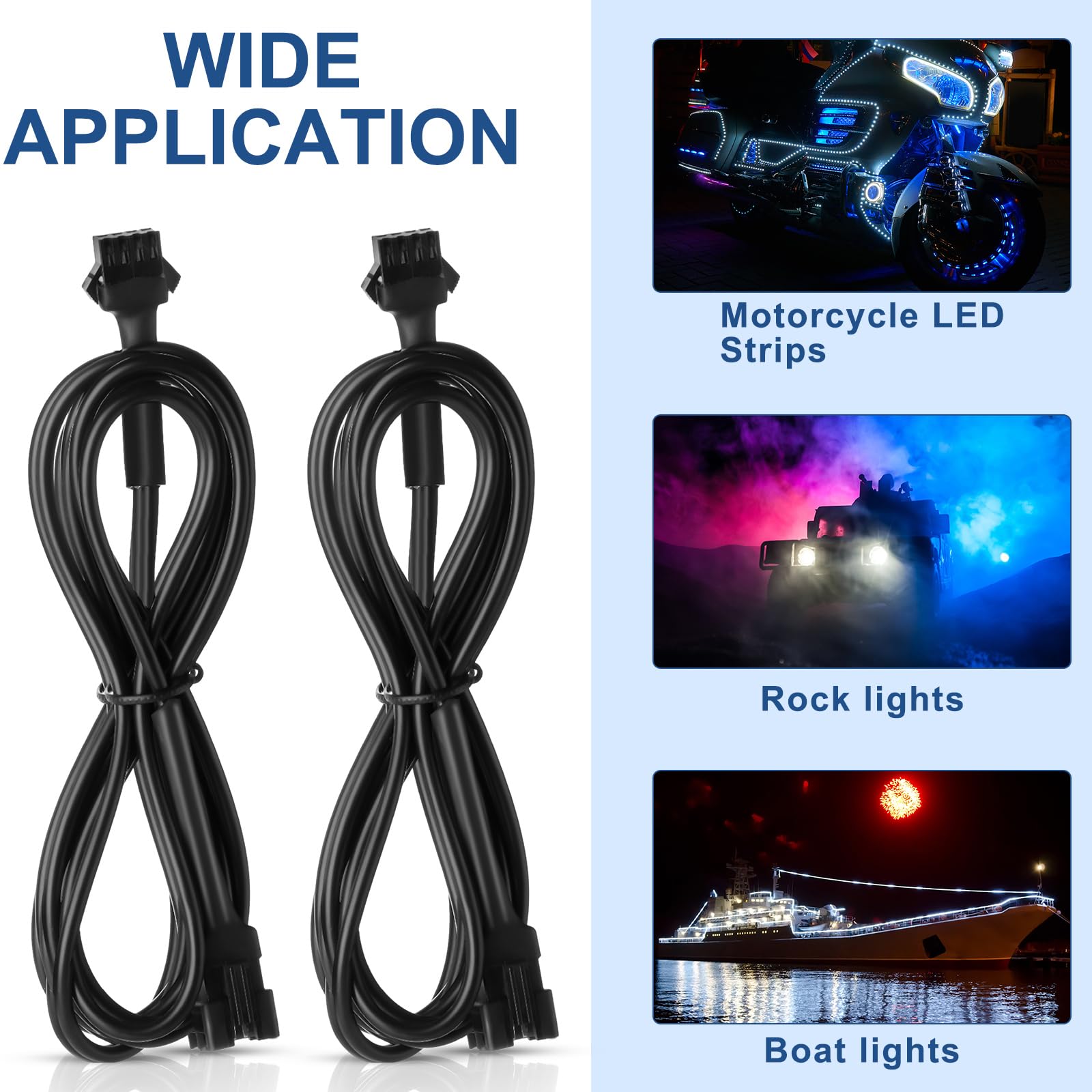 4 Pin Extension Wire Cable Connector For RGB LED Strip Rock Lights-3M