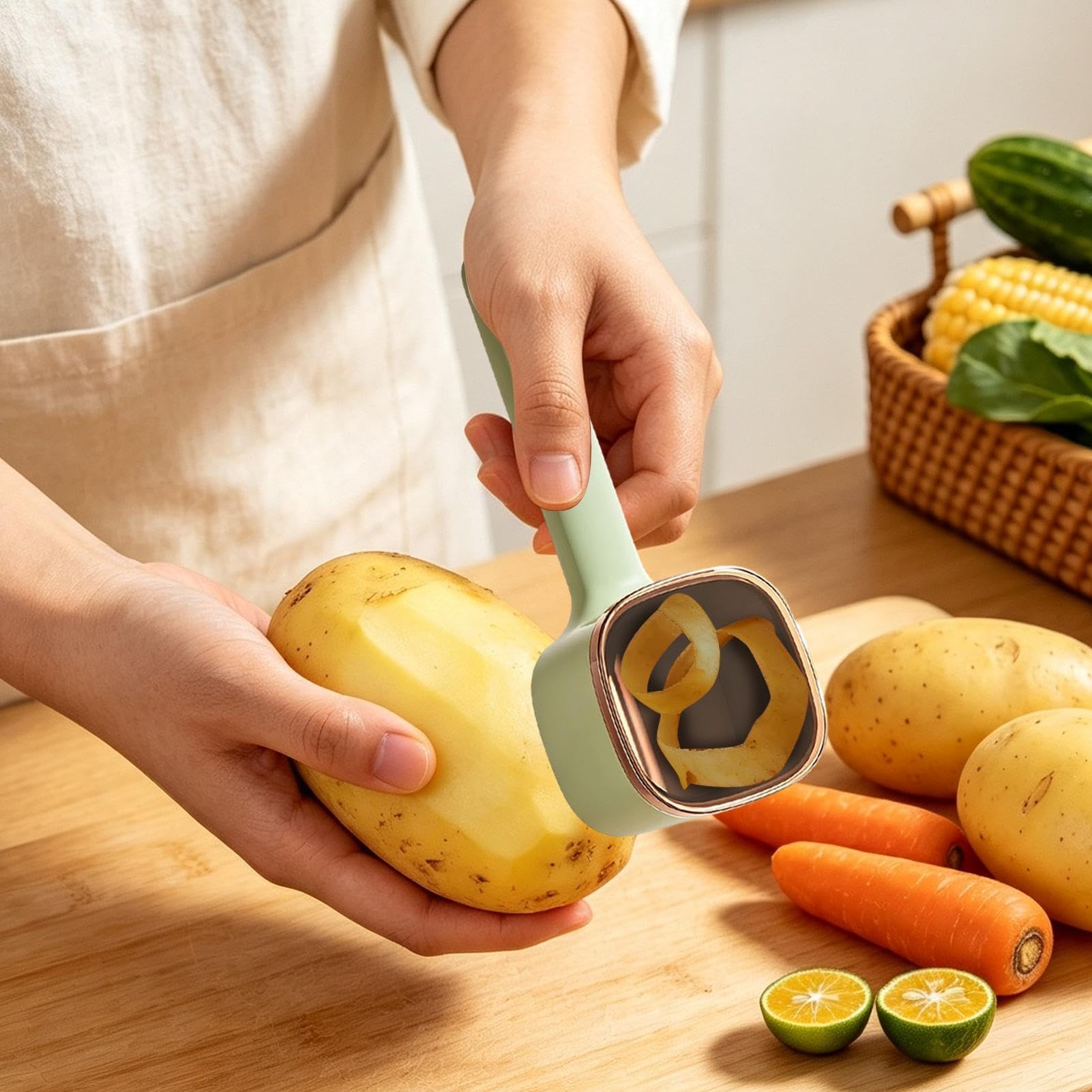 Pelador con caja de almacenamiento – Herramienta de cocina para pelar y cortar para cocina, restaurante y comedor | Adecuado para zanahorias, calabazas, piñas, pepinos y ensalada