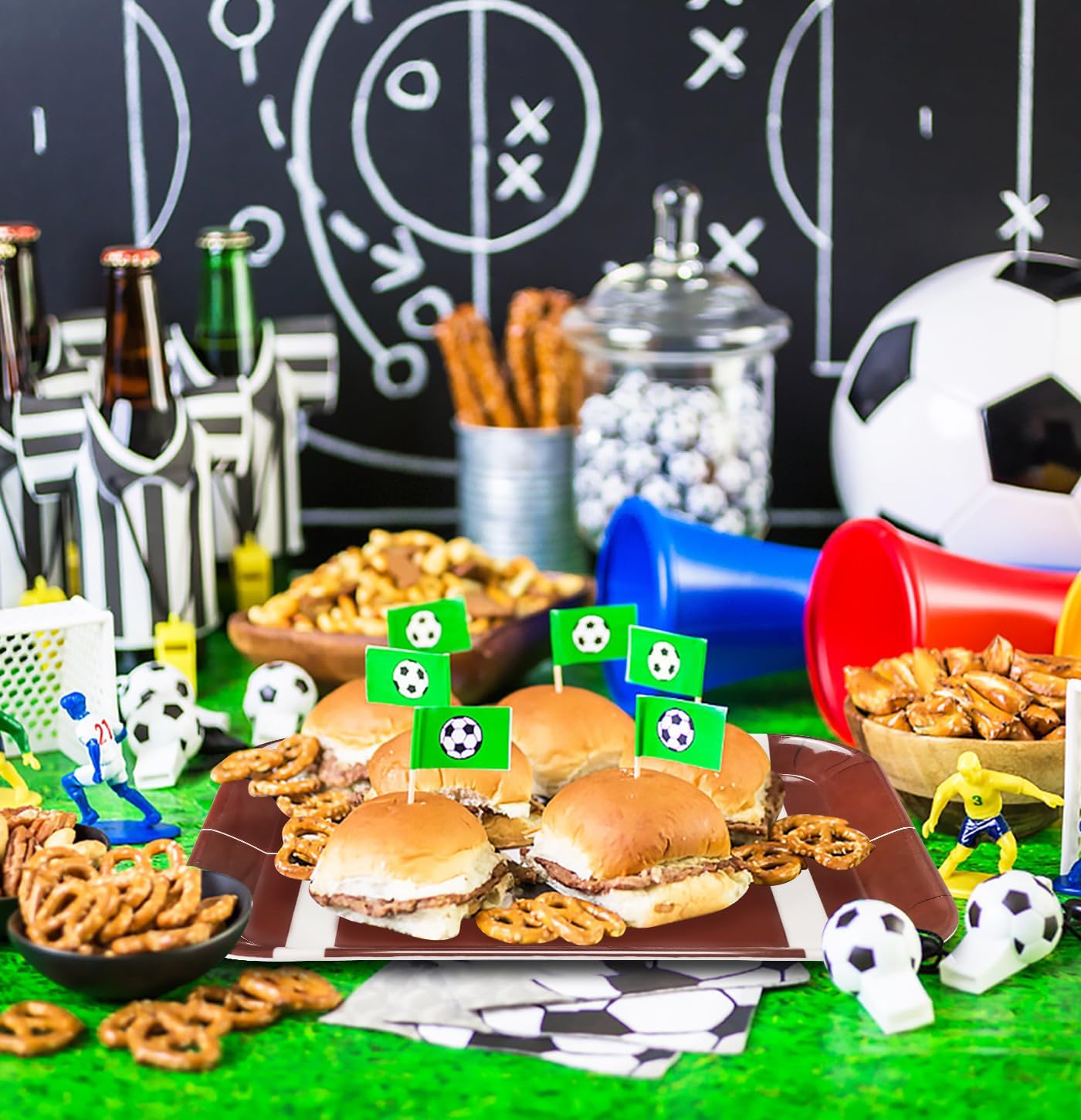 3 PCS Football Serving Trays 12.8 x 10 Inch Melamine Serving Platter Reusable Football Party Trays for Snacks Cookies Dessert Food Serving Dish Plates