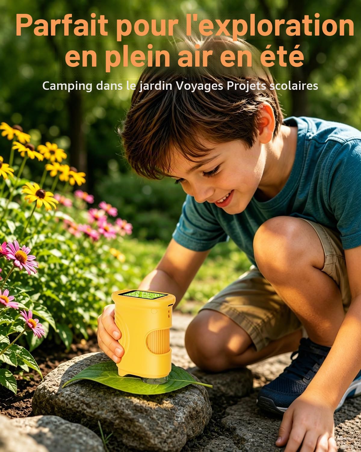 Microscope Numérique Portable pour Enfants avec Écran IPS 2.0 Pouces, Rechargeable, Stockage de Photos Intégré, 200X Mini Scope de Poche Cadeaux Éducatifs pour 4-12 Ans - Orange