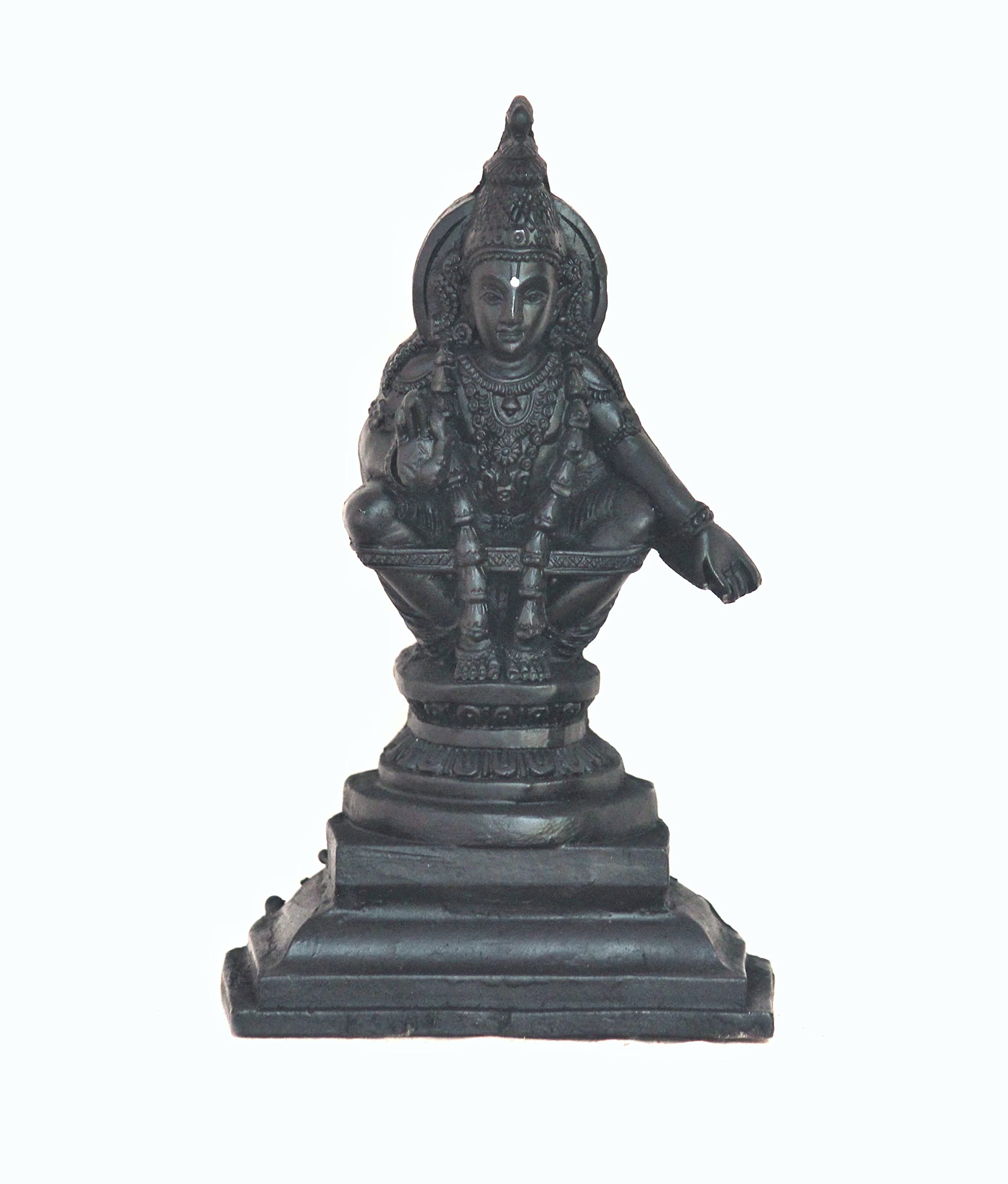 Swadeshi Desire™Polymarble Ayyappa Swamy Vigraham, 14 cm Height, Black, 1 Piece.