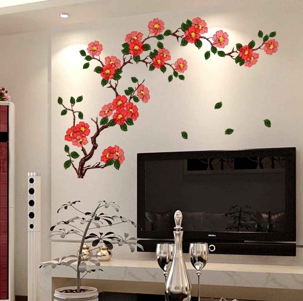 CreativeEdge PVC Vinyl Wall Stickers Beautiful Flower Branch Design Multicolor (50 cm x 70 cm) (B0CVVQT85V) Amazon Price History, Amazon Price Tracker