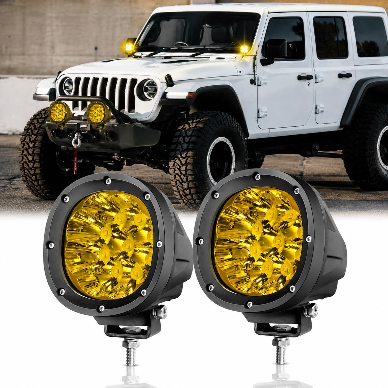 Amazon.com: YCHOW-TECH Luces antiniebla LED ámbar de 4 pulgadas de
