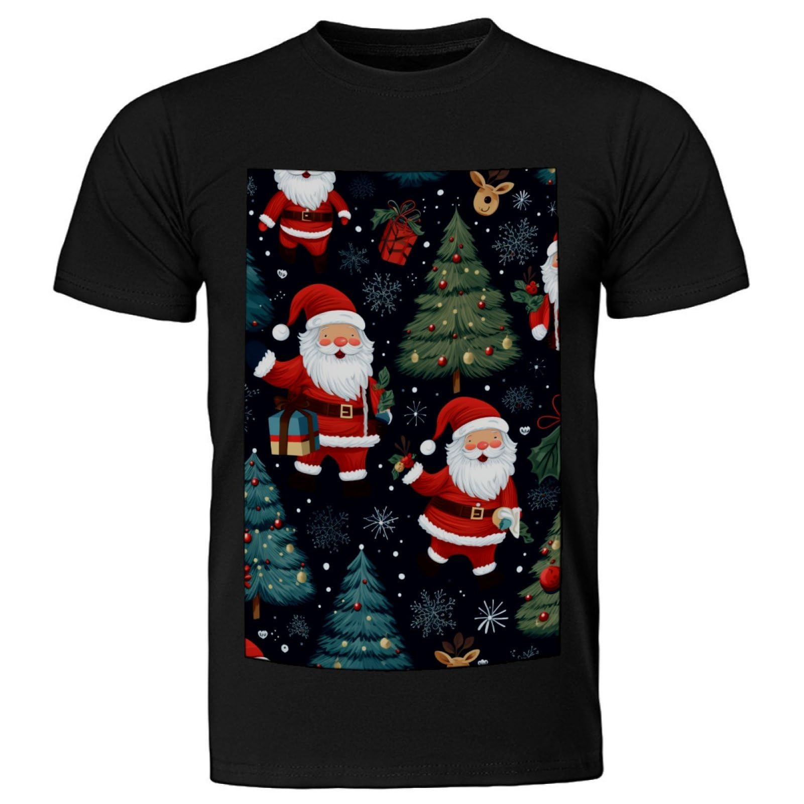 Camiseta de manga corta para hombre, cuello redondo, camisetas suaves ajustadas para todo tipo de cuerpo, 100% algodón, esenciales, divertidas, Navidad, Papá Noel