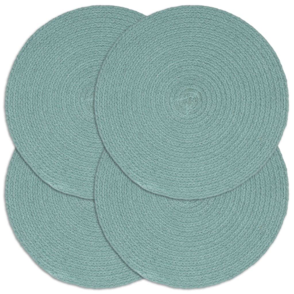 Lot de 4 sets de table ronds en coton tressé à la main, 38 cm, vert – Sets de table doux pour table à manger, accessoire de table unique fait à la main, facile à nettoyer