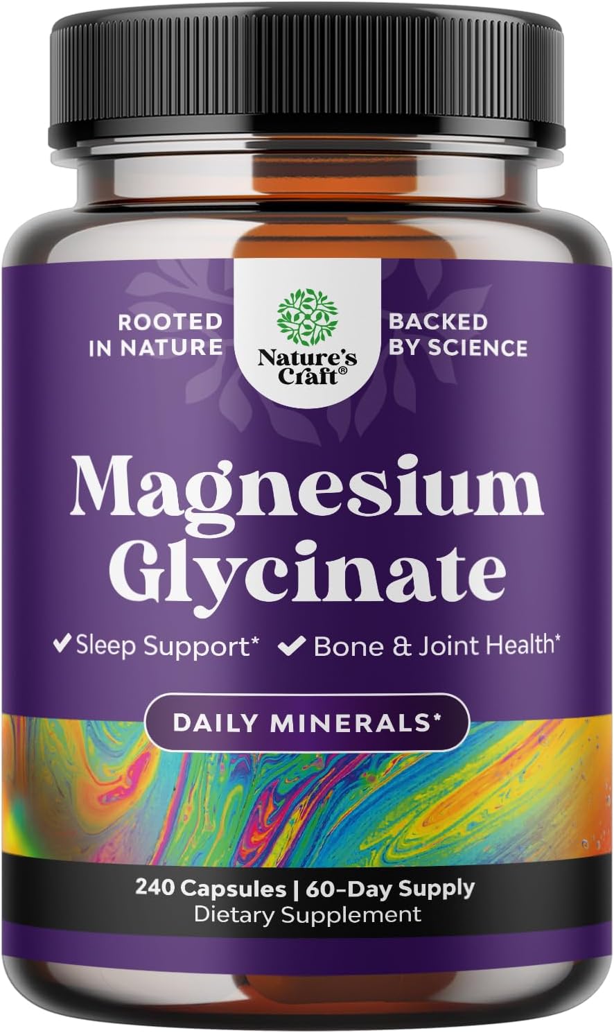Pure Magnesium Glycinate Supplement 400mg Per Serving - Vegan High Absorption Chelated Magnesium Capsules for Women & Men with Elemental 400mg for Mood Sleep and Relaxation Support - 240 Count Capsules 400mg 240 Count (Pack of 1)