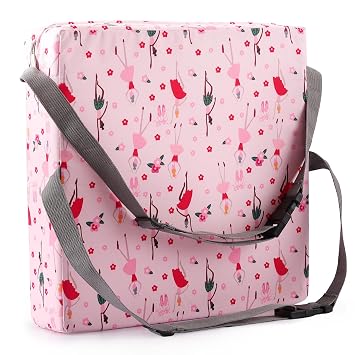 Zicac Portable Seat Cushion Washable with Non-Slip Bottom, Detachable Strong Support Cushion for Toddler Kids Baby Infant Pink
