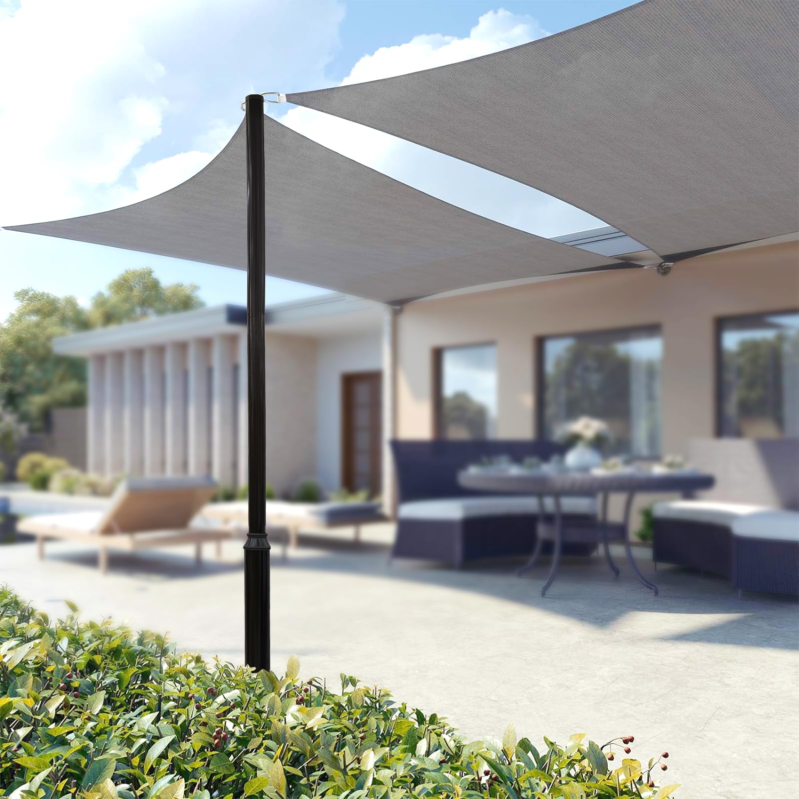 Poste de lámpara solar de acero galvanizado resistente a las inclemencias del tiempo, con broche de anclaje y marco de fundación, mástil de iluminación exterior para calle, terraza