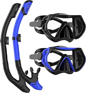 articulo Snorkeling Gear for Adults, JRing Snorkel Mask Set with 180 Degree Tempered Glass Anti Fog Goggles Scuba Dry Top Snorkel for Swimming, Scuba Diving Mask for Men Women