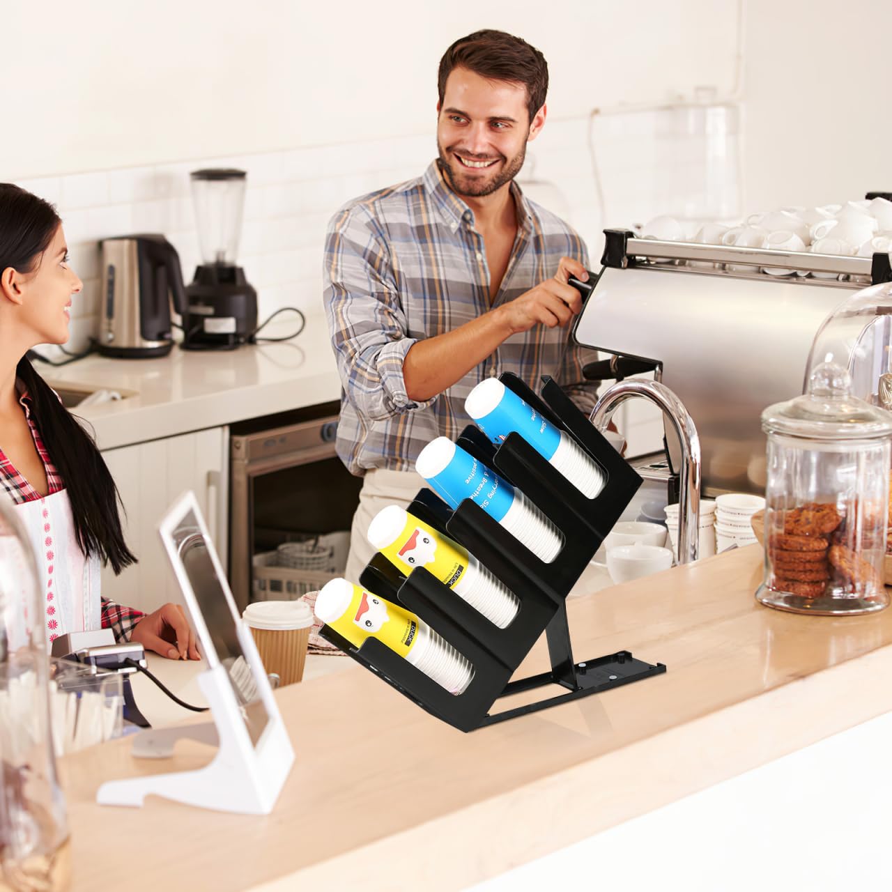 Happyyami Soporte Para Tazas Ajustable 4 Compartimentos Organizador De Vasos De Café Plástico Plegable Estante Multifuncional Para Hogar Barra Y Cafeterías