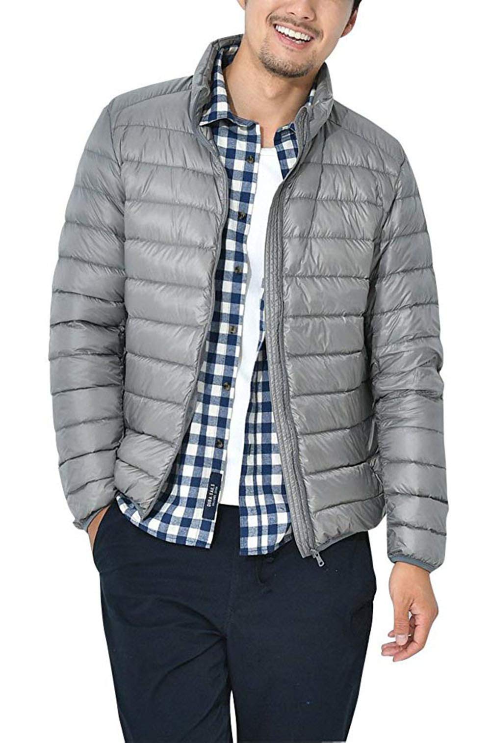Doudoune Légère Homme Veste Compressible en Duvet de Canard Manches Longues Down Jacket