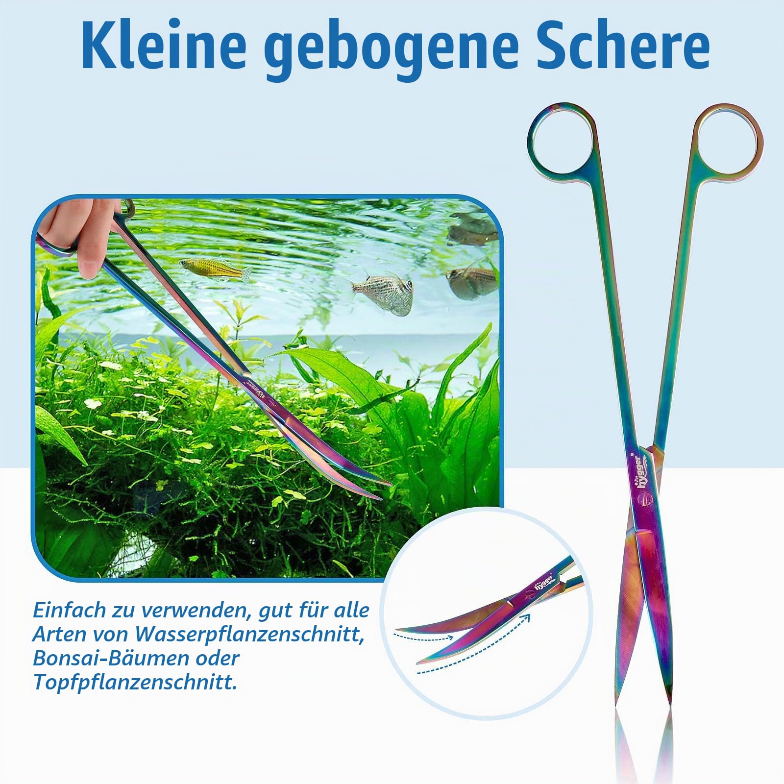 hygger 6-in-1 langes Aquarium-Aquascaping-Werkzeug-Set, Farbe Edelstahl, Premium-Wasserpflanzen-Pinzette, Schere, Spatel-Set, kommt mit 1 Werkzeughalter und 1 Reinigungstuch, für Aquarium-Anfänger