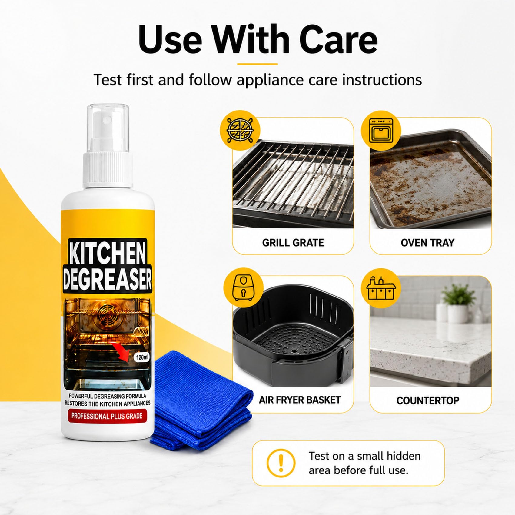 Kitchen Degreaser Spray, Grill Degreaser for BBQ Grates, Oven, Air Fryer and Greasy Kitchen Surfaces (2pcs)