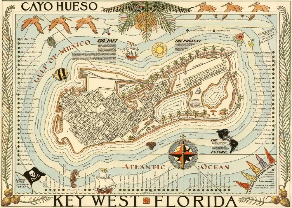 1000 Piece Adult Jigsaw Puzzle | Map of Key West, Florida - Key West Puzzle - Florida Keys Puzzle