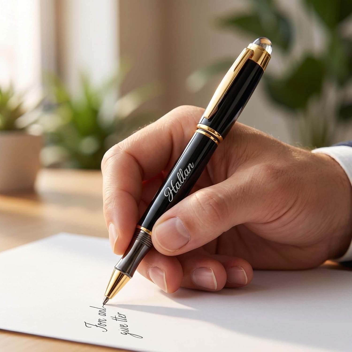 Ancolo Personalized Roller Pens - Luxury Smooth Writing Set with Crystal Tip Black ink-Custom with Your Name or Message, Gift for Students/Teacher/Manager/Lawyer/Professor 5PCS/Pack