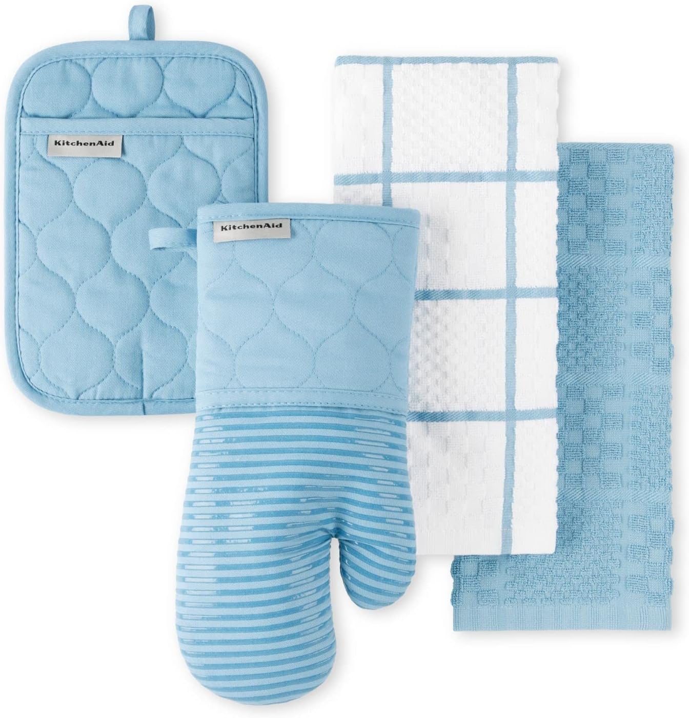KitchenAid Kitchen Towel, Oven Mitt & Potholder Set, Cotton Polyester, Blue Velvet