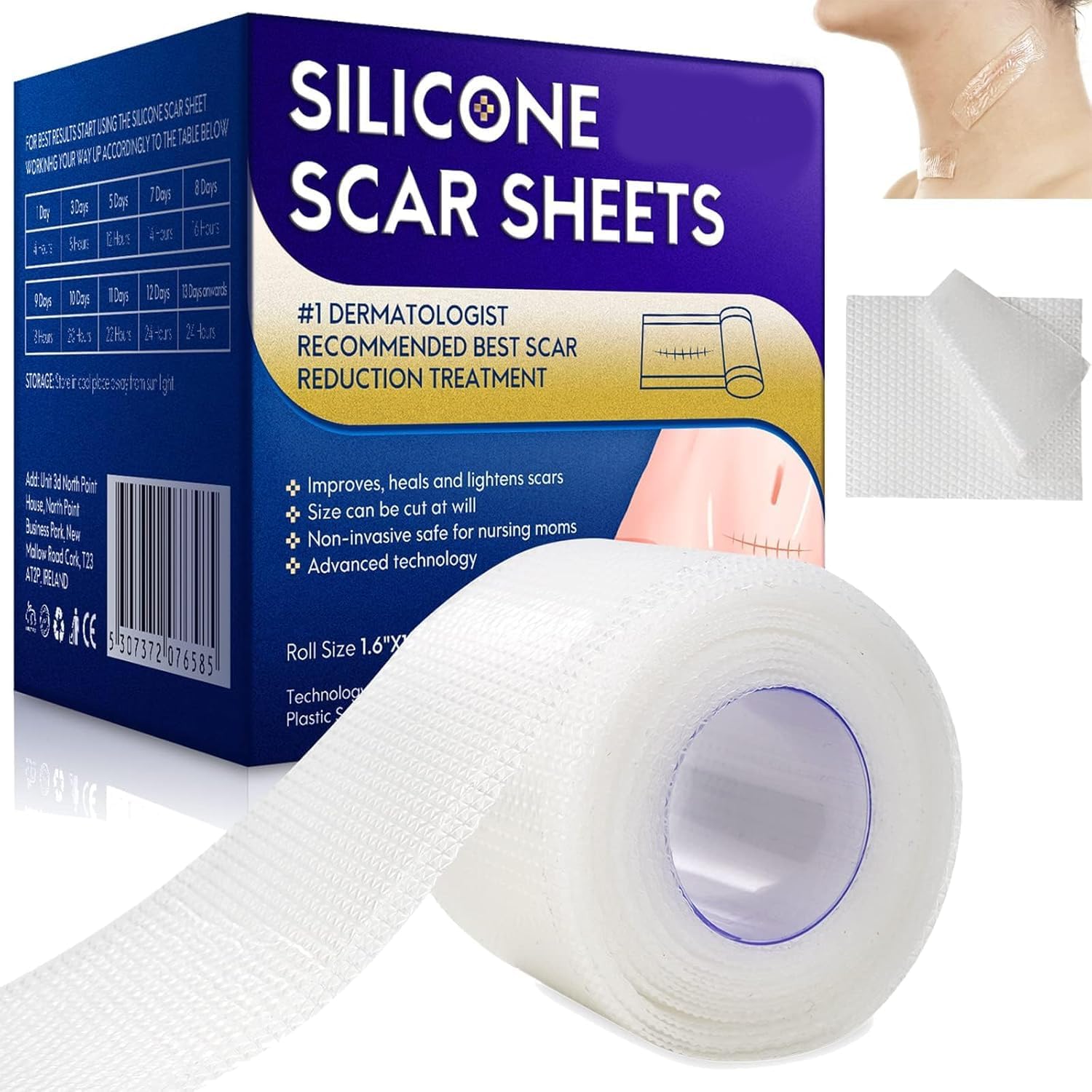 FDTYSilicone Scar Sheets (1.6”x 120”, 3M), Clear Scar Tape, Silicone Scar Strips, Effective Scars Away, Invisible Silicone Scar Sheets For Surgical Scars, C-Section Surgery Scar, Keloid, Burn, Acne
