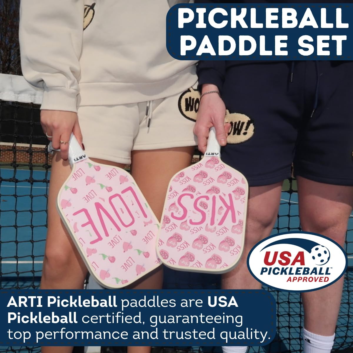 ARTI Pickleball Paddles Set of 2-USAPA Approved Fiberglass Surface Pickleball Set,2 Pickleball Rackets, 4 Balls and 1 Portable Carry Bag