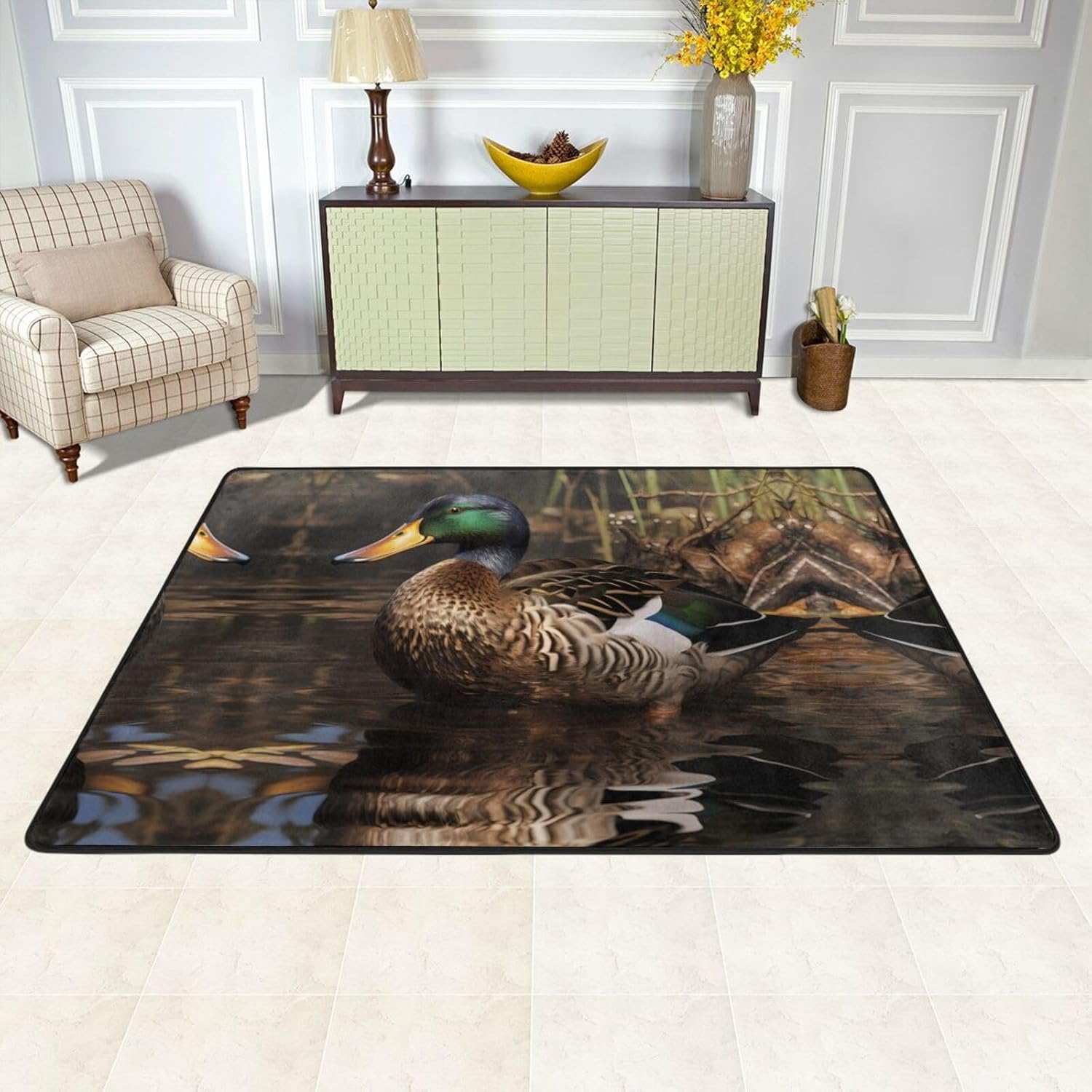 Mallard Duck Printed Anti-Slip Floor mat Carpet Rug 72"x48" for Living Room Office Coffee Table Bed Balcony