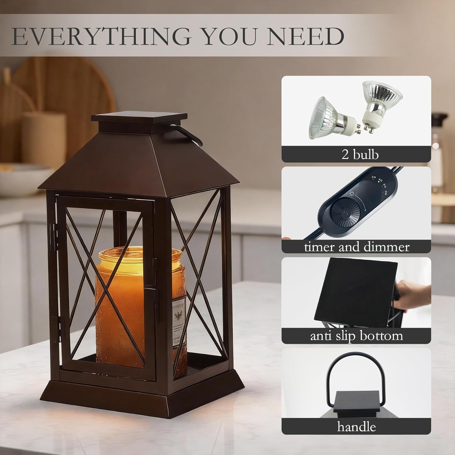 Candle Warmer Lamp with Timer Dimmable,Electric Candle Lamp Warmer for Jar Candles,Large Candle Warming Lamp,Fully Enclosed Designed and Hanging Up-Coffee Gold