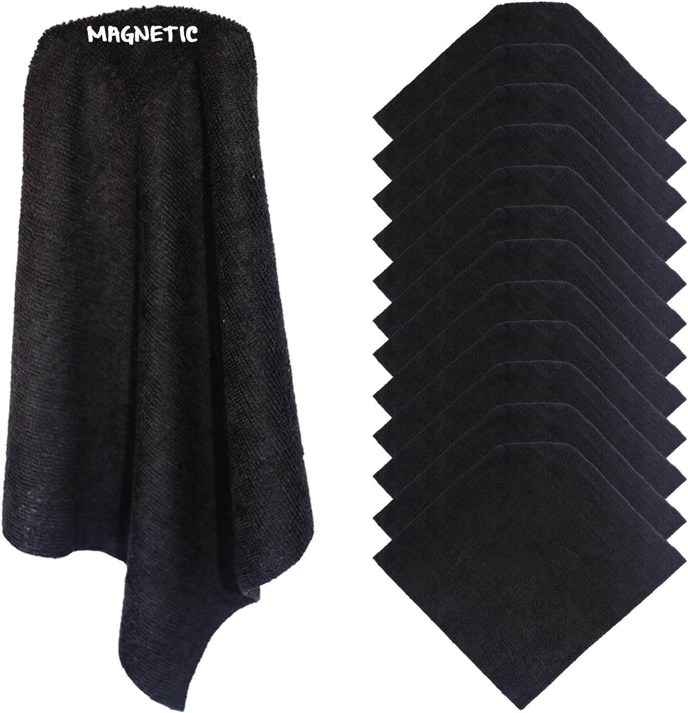 KleenSlate(12) Black Magnetic Microfiber Cleaning Cloth for Whiteboards for Computer Screens, Glasses. Perfect Cloth for Classroom, School, Office, Home and Kitchen[Amazon-developed Certification] Compact by Design