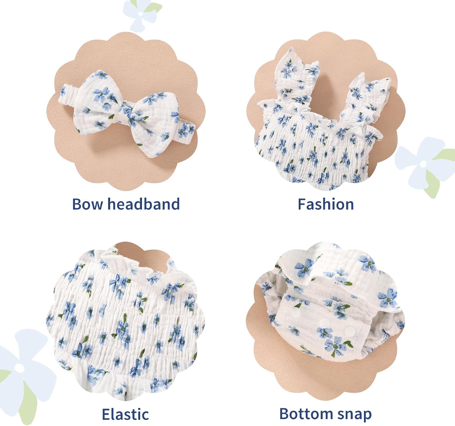 YOUNGER TREE Baby Girl Clothes Ruffle Romper Boho Dress Summer Cake Smash Outfits Infant Bodysuit with Headband image 3