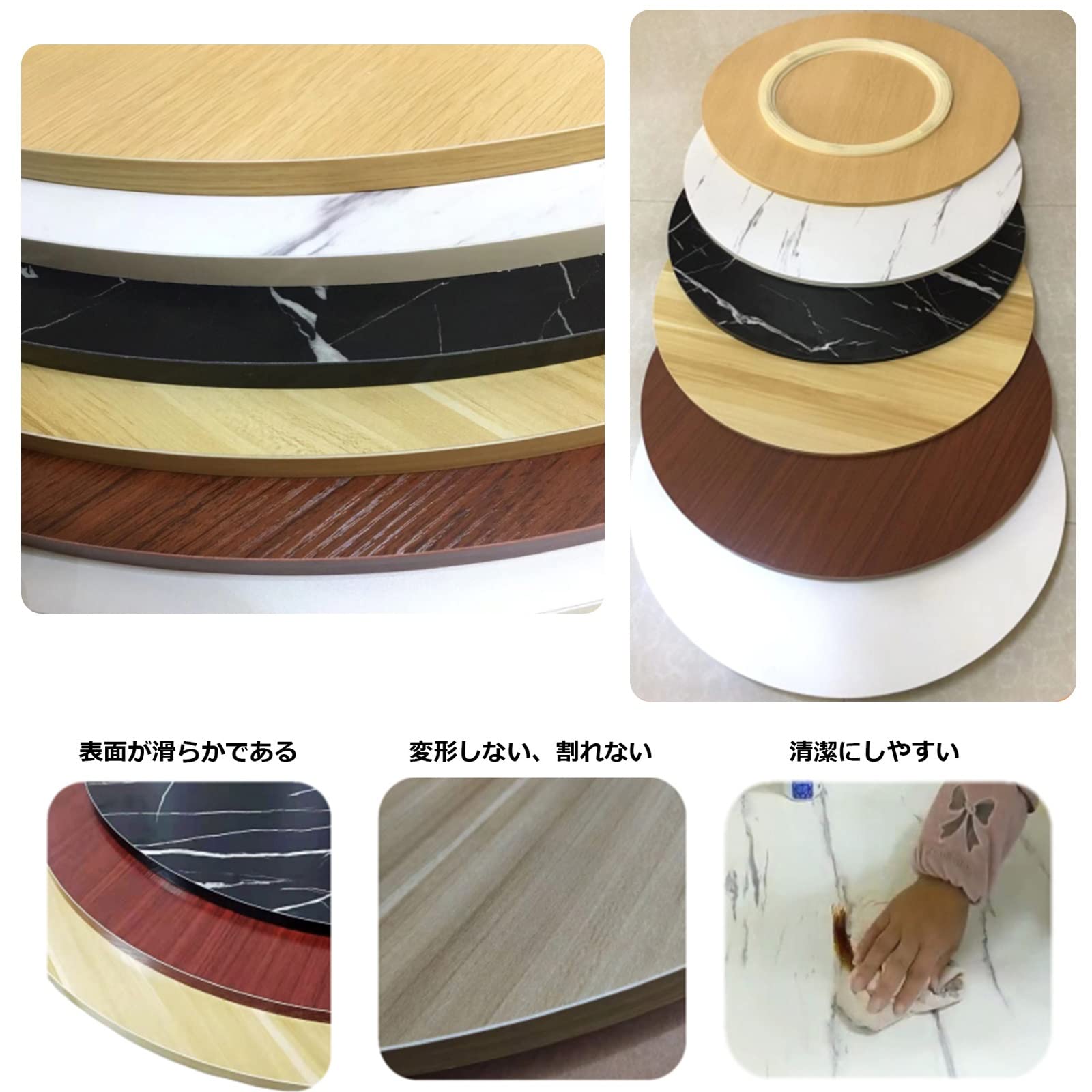 Piatto girevole in legno per cucina, tavolo da pranzo, vasellame, organizer, 6 colori disponibili (nero, bianco, marrone, grigio, blu, rosso), staffa rotante da tavolo, dimensioni da 50 cm a