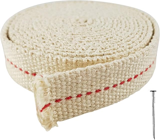 CZ Store Oil Lamp Wicks |2M Length, 20MM Width|LIFETIME GUARANTEED- Cotton Roll with Dotted Middle Line for Indoor & Outdoor Lanterns & Burners - Slow Burning, Clean Burn, Warm Reddish Glow
