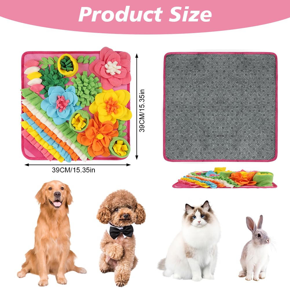 OSDUE Tappeto Olfattivo Cane, 39cm Foraggiamento Tappeto per Cani Addestramento Foraggiamento di Animali Lavabile Antiscivolo Tappetino Puzzle di Snuffle Giocattolo per Cani Attivazione Mentale Cane