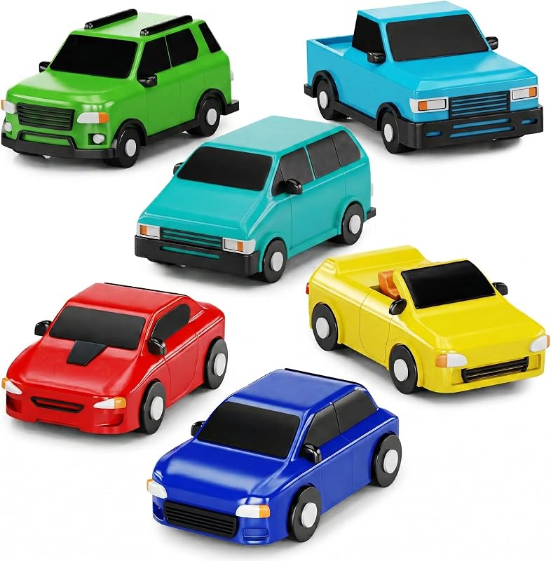 Juguetes de baño impermeables para bebés Everyday Cars™, paquete de 6 | El diseño de juguetes de baño sellados y sin agujeros mantiene la humedad fuera | Diversión suave, exprimible y flotante | Juguetes de baño para bebés, bebés y niños pequeños | Juguetes para la bañera del auto