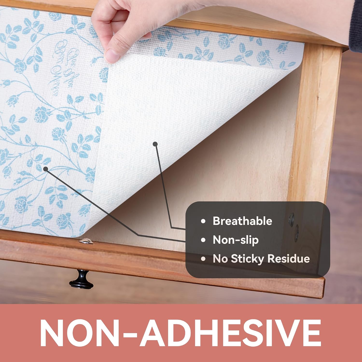 RAY STAR Shelf Liner, Non Adhesive Wisteria Blue Floral Kitchen Cabinet Liner for Pantry Drawer, Strong Grip Non Slip Waterproof, Shelf Liners for Kitchen Cabinets Cupboard 12 Inch x 10 FT (3 Rolls)