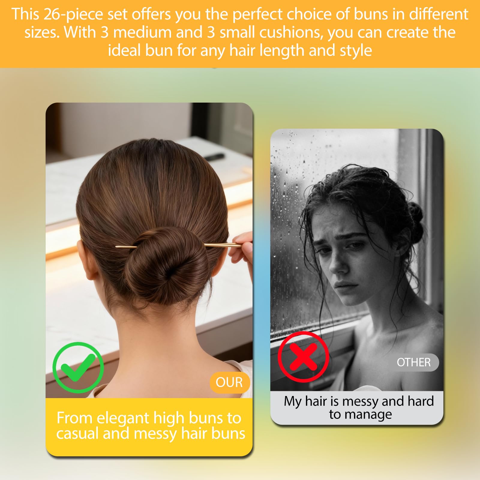 Ciambelle per Chignon 6Pz, Magic Hair Bun Maker per Acconciature, 20 Clip a Forma di U, Chignon Facile per Bambine e Donne, Adatto per Ogni Stile di Capelli, Alta Qualità e Facile da Usare