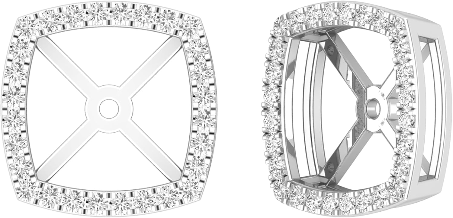 Dazzlingrock Collection 0.38 Ctw Round White Natural Diamond Halo Removable Earring Jackets for Women in 14K Real Solid Gold