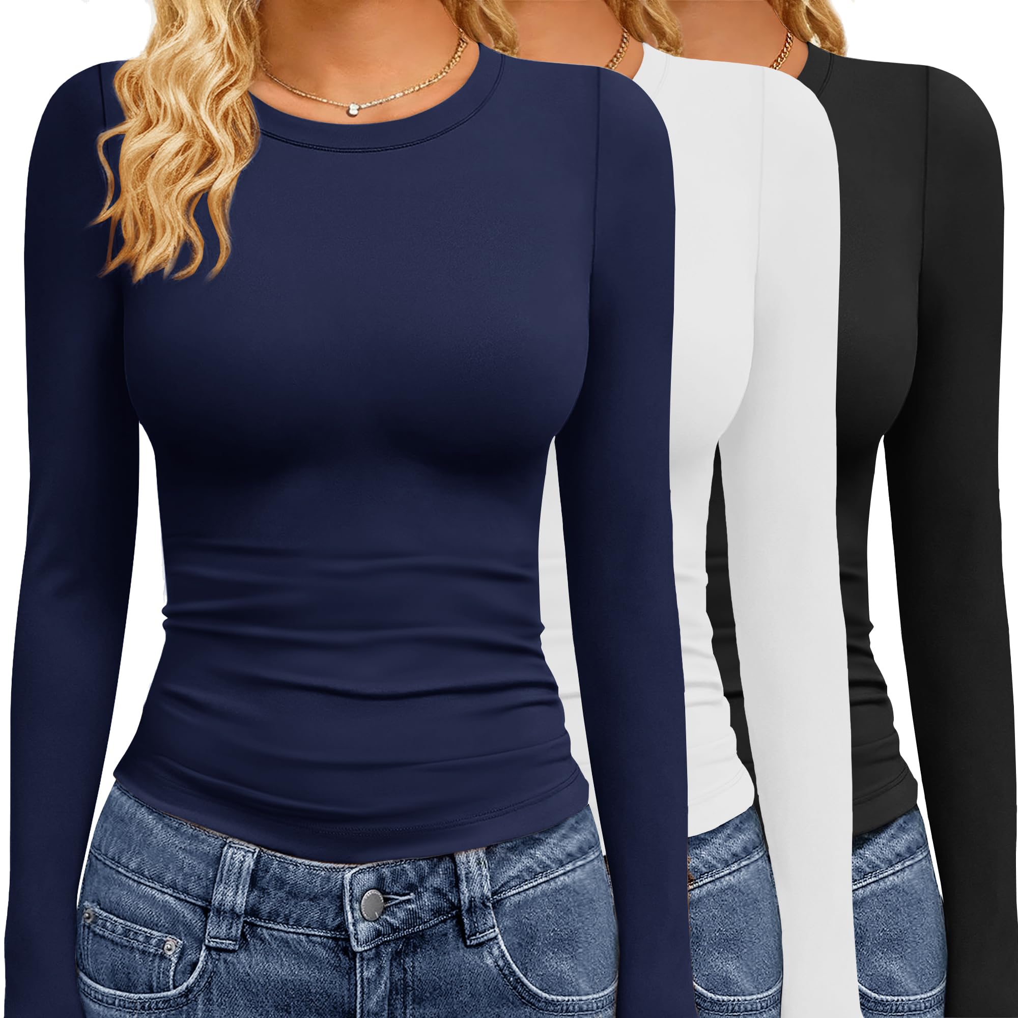 GAYHAY 3 Pack Long Sleeve Shirts for Women