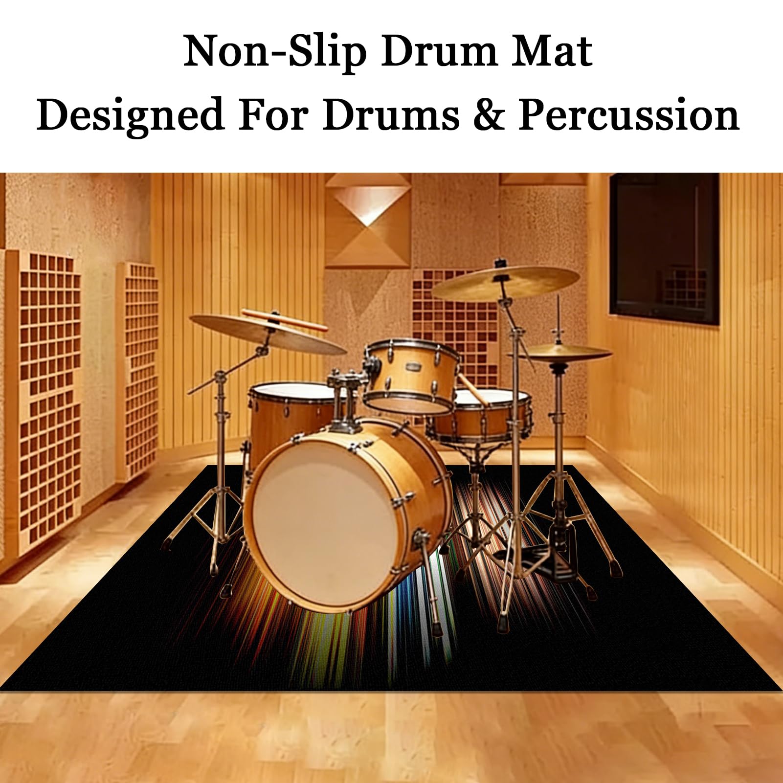 Schlagzeugteppich Klavierteppich Schallschutzmatte Professioneller Trommel Teppich für Bass Drum Snare Akustik Drum Teppich Percussion Vibration Absorption Teppich Rutschfeste Drum Matte 170 x 140 cm