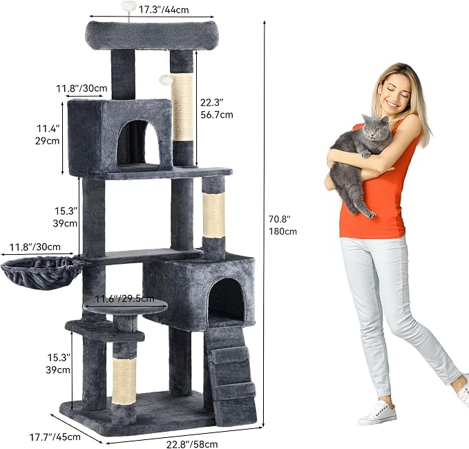 Árbol para gatos YITAHOME 180 cm color gris oscuro miniatura 2