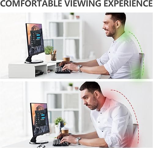 Miniatura 5 de TAVR Furniture Dual Monitor Stand Riser, Computer Monitor Stands for 2 Monitors, Extra Long Multifunctional Desktop Organizer Riser for Computer,