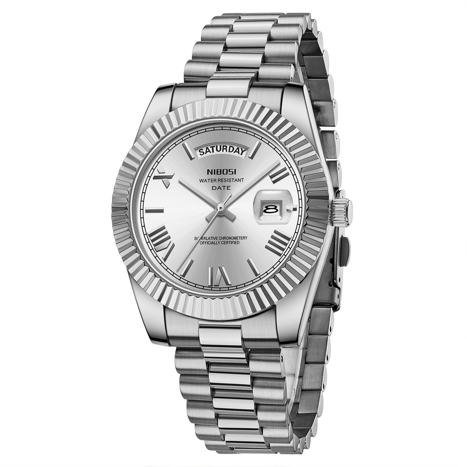 NIBOSI Herrenuhr Analoge Quarzuhr Roségold Silber Tag und Datumsanzeige | Wasserdicht Edelstahl Uhren für Herren Männer Business Casual Klassiker Armbanduhr