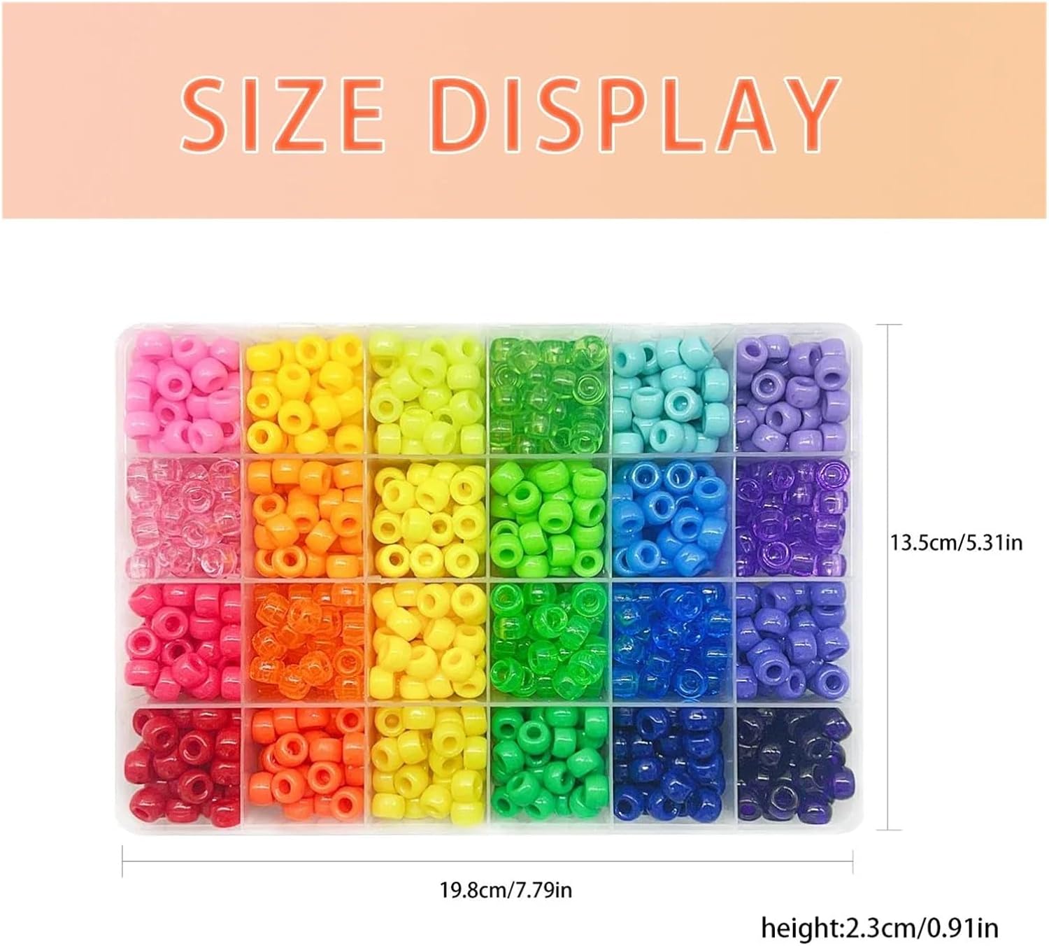 Yiodauh Bracelet Making Kit Pony Beads for Friendship Bracelet Making Kit 24 Colors Kandi Set, 720pcs Plastic Rainbow Bulk and 980pcs Letter wit(24 and Letter Beads)