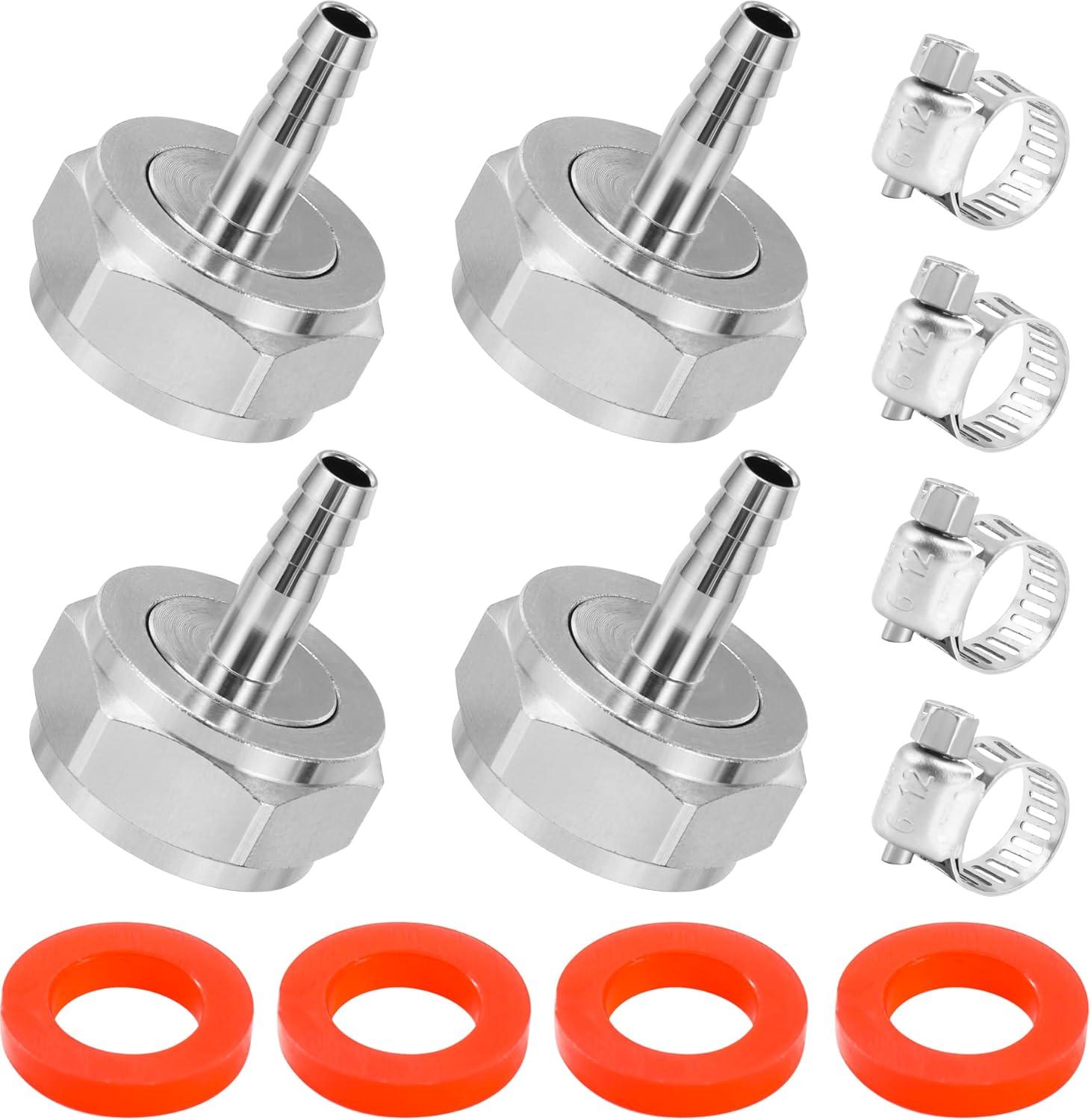 [4 Pack]Hilangsan Keg Coupler Barb Connector 1/4'' Beer Barb G5/8