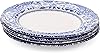 Spode x Brocato Set of 4 Blue Italian Dinner Plates - Quality Earthenware, Brocato Motif with Blue and White Oriental Border, Made in England, Dishwasher & Microwave Safe, 20cm