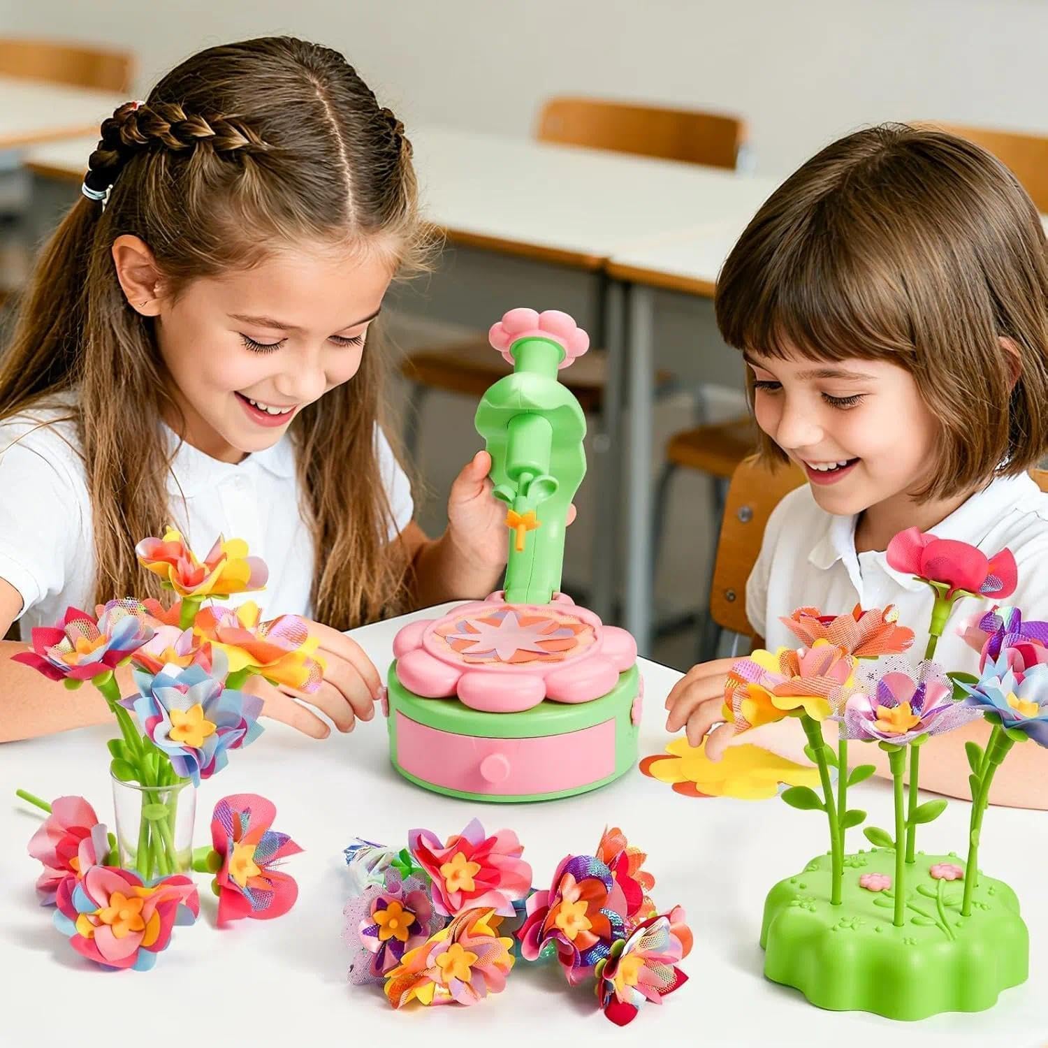 Kit Création Bouquet de Fleurs DIY pour Fille 6 Ans+ avec Machine à Fleurs, Jouet Créatif Cadeau Anniversaire