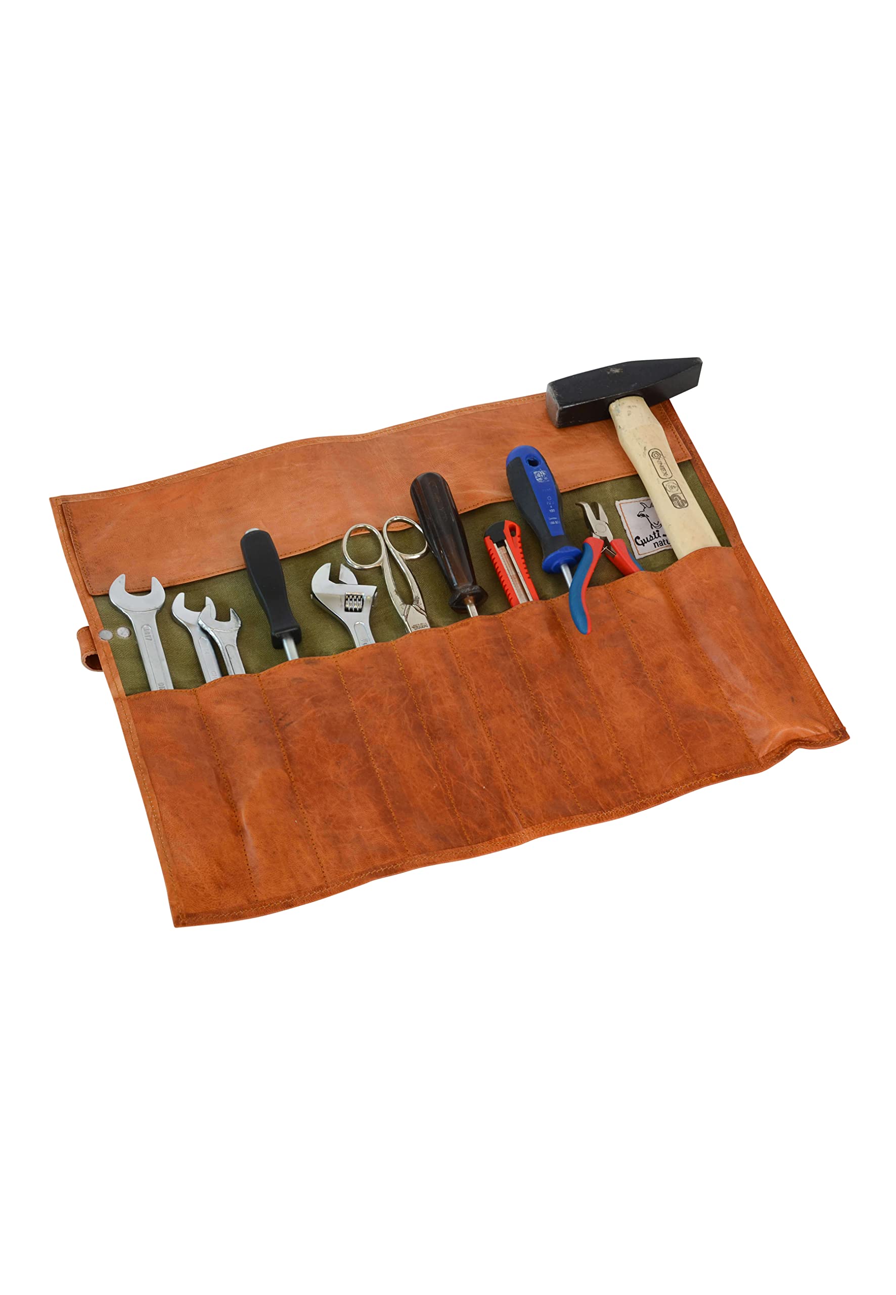 Gusti Cuero nature "Jace" Bolso para Herramientas Estuche Plegable Utensilios Instrumentos Costura Pintura Vintage Retro Piel Auténtica A121b