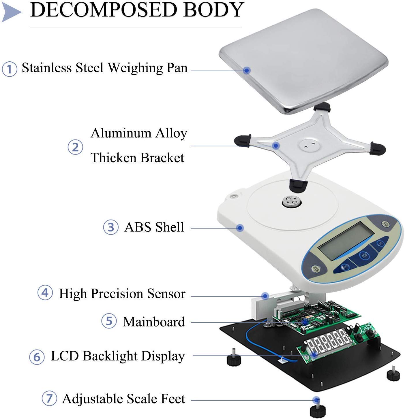 Básculas electrónicas para Cocina Balanza electrónica analítica de Laboratorio de Alta precisión Báscula de precisión Digital Básculas electrónicas de precisión para labo