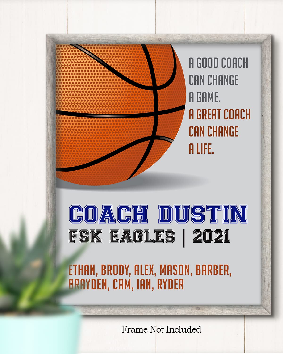 Amazon.com: Basketball Coach Appreciation Gift - Customize With Up to 15  Athlete Names, 3 Coach's Names, Team Name, Year or Season - Motivational  Sports Wall Art - Coach's Quote - 8x10 unframed print: Posters & Prints