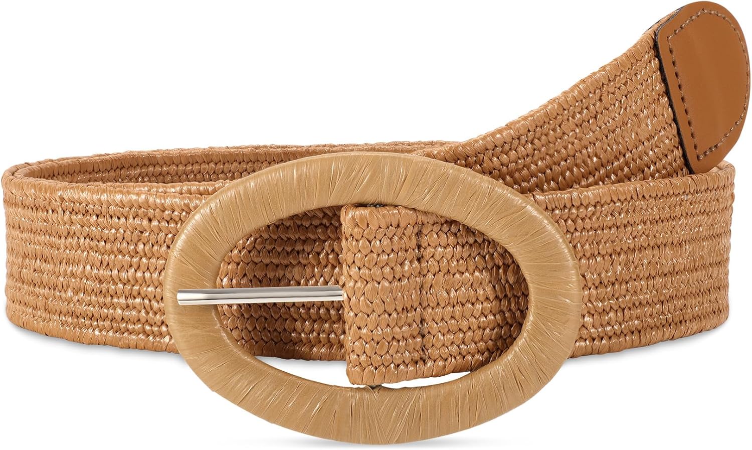 XZQTIVE Straw Woven Elastic Braided Waist Belt for Women Stretch Summer Boho Raffia Dresses Belt for Beach Vacation