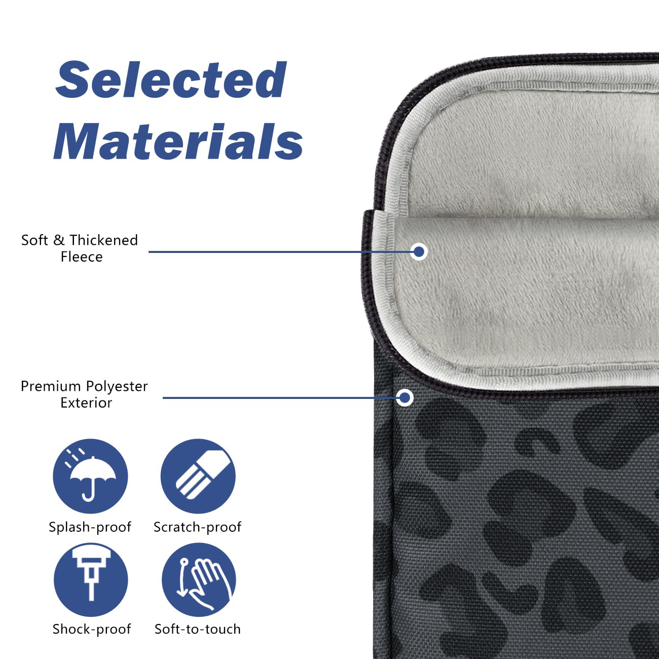 Dadanism 6-7 Pouces Housse Protectrice Pochette Nylon pour 7" Kindle Paperwhite et Kindle Colorsoft Signature Edition, 6" K-indle 11e Gén, Sac de Transport pour K-indle Oasis E-Reader, Noir Léopard